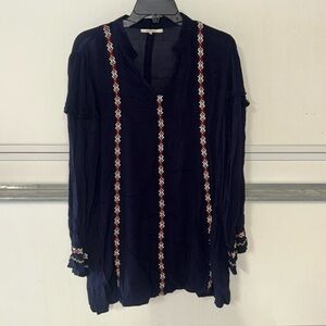 Tularosa Arabella Embroidered Tunic Dress - Size XS - Navy Blue